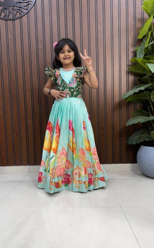kids gown silk Sky Blue Children clothing wholesale market